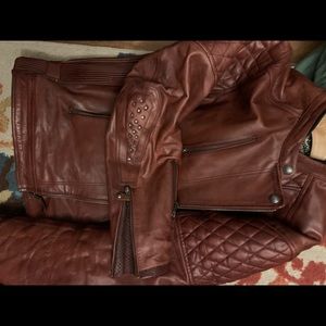 Roland Sands Cash leather jacket. Large/Oxblood